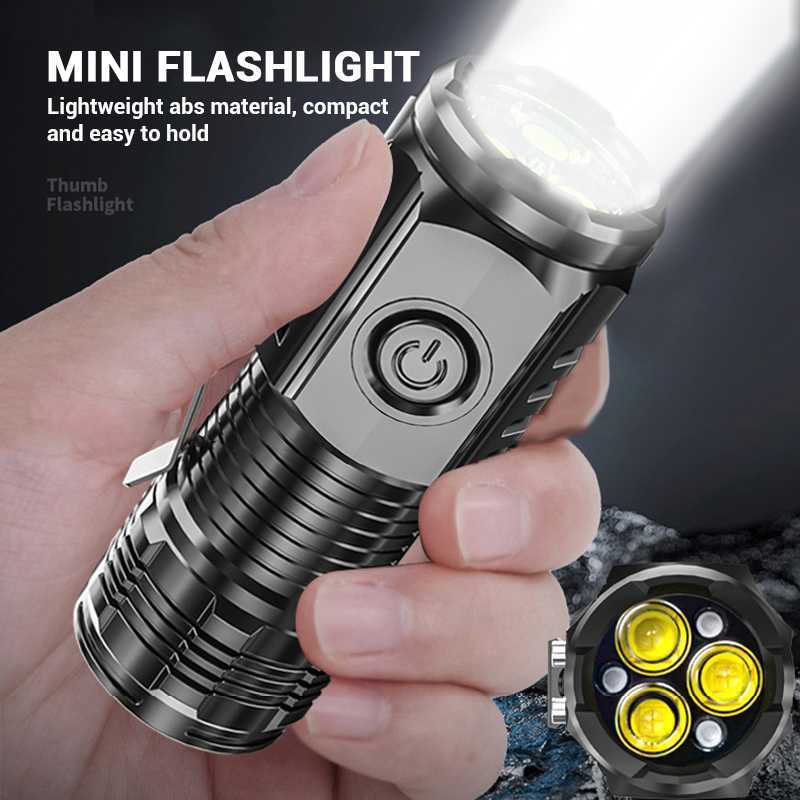 3 Core LED Mini Tactical Flashlight Rechargeable High Power LED