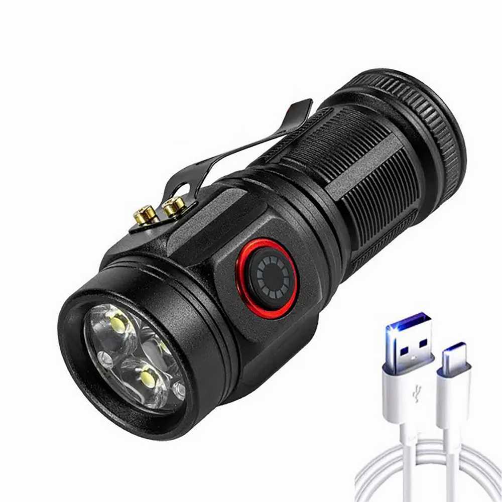 3 Core LED Mini Tactical Flashlight Rechargeable High Power LED